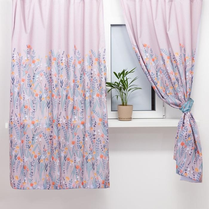 Комплект штор д/кухни с подхватами Этель "Meow" 145х180см-2 шт., 100% п/э