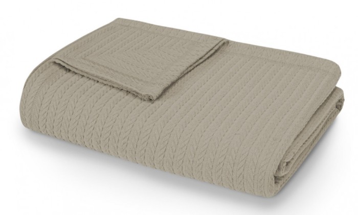 Плед-покрывало хлопковый коса светло-коричневый 160 х 230 см