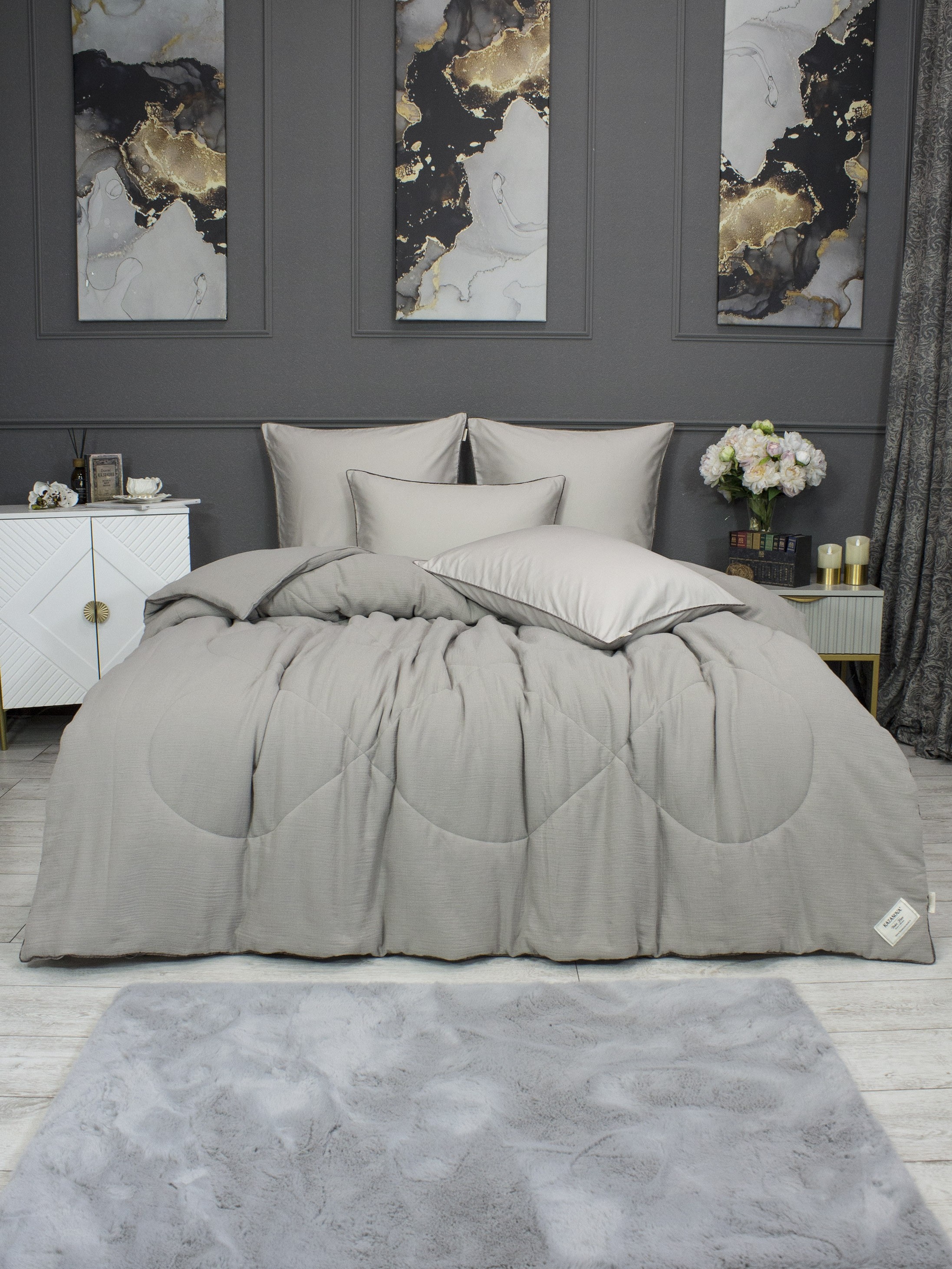Комплекты для сна Muslin &amp; Satin Solid color (платина беж) Евро