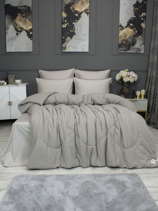 Комплекты для сна Muslin & Satin Solid color (платина беж) Евро