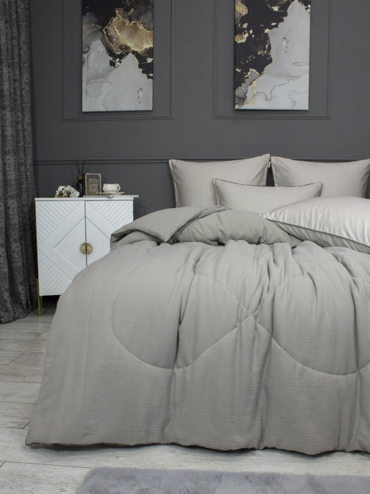Комплекты для сна Muslin & Satin Solid color (платина беж) Евро