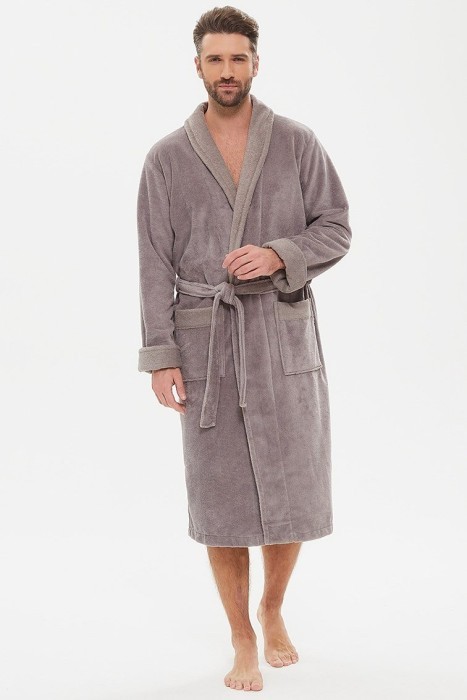 Махровый халат из бамбука Energy (PM France 947) бежево-серый