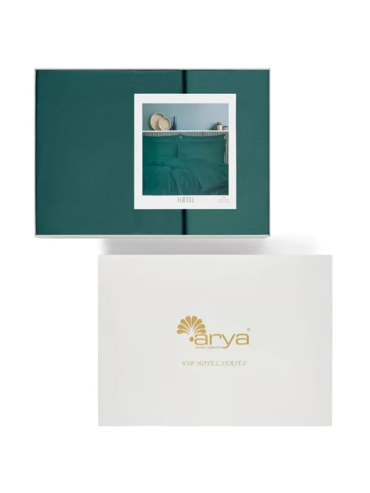 Постельное белье Arya Vip из Oднотонного Сатина Семейное 160x220 Зелёный