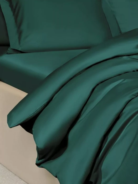 Постельное белье Arya Vip из Oднотонного Сатина Семейное 160x220 Зелёный