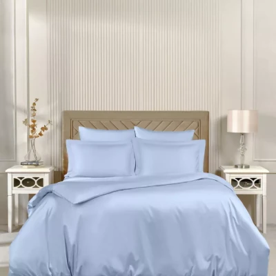Постельное белье Arya Vip из Oднотонного Сатина Семейное 160x220 Светло-синий