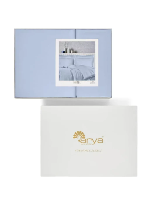 Постельное белье Arya Vip из Oднотонного Сатина Семейное 160x220 Светло-синий