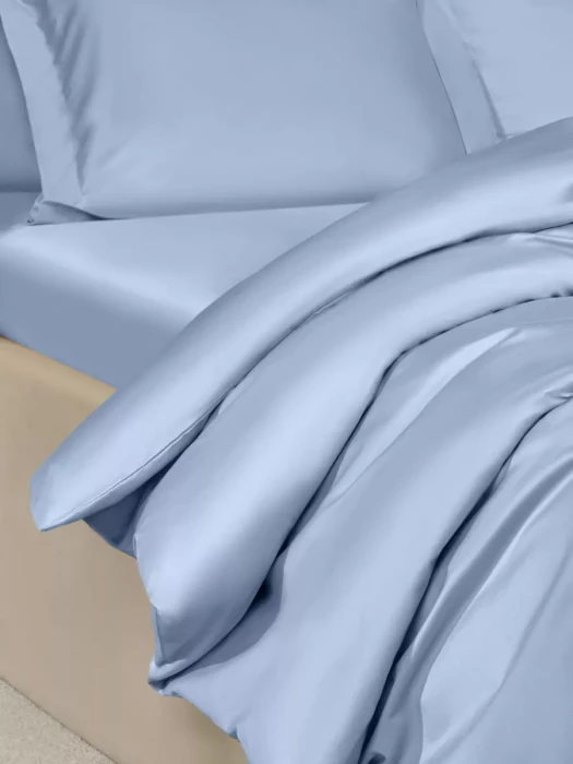 Постельное белье Arya Vip из Oднотонного Сатина Семейное 160x220 Светло-синий
