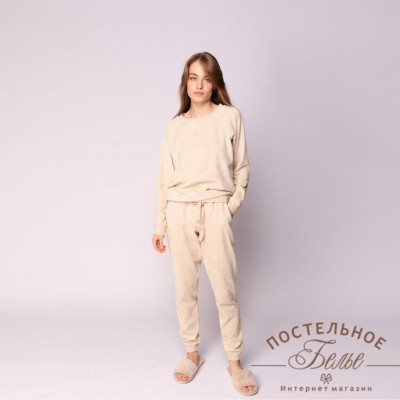 Лорен женский костюм велюровый бежевый XS