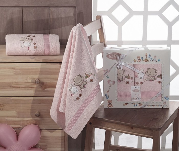 Комплект полотенец "KARNA" детский BAMBINO-TRAIN 50x70-70х120 см Розовый