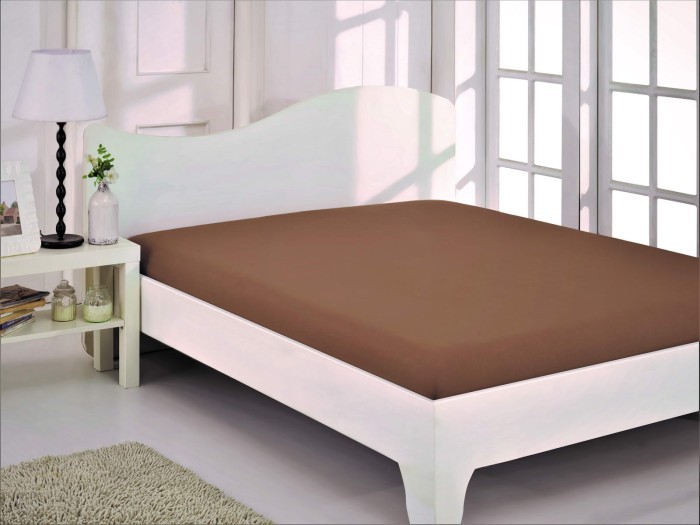 Простынь трикотажная (беж) 180x200+30 см на резинке