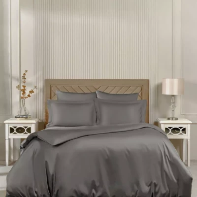 Постельное белье Arya Vip из Oднотонного Сатина Семейное 160x220 Серый