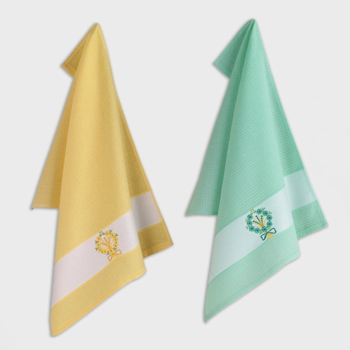 Кухонное Полотенце Arya С Вышивкой 2 ед Bouquet 1 Желтый, Зеленый