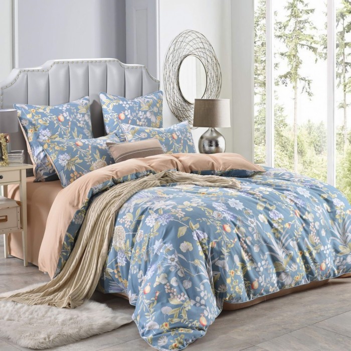 Аврил (синяя) Комплект постельного белья сатин 7Е