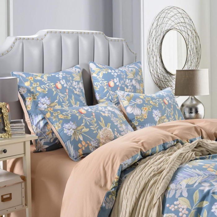 Аврил (синяя) Комплект постельного белья сатин 7Е