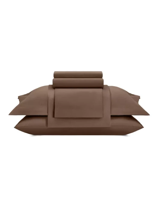 Постельное белье Arya Vip из Oднотонного Сатина Семейное 160x220 Темно-Коричневый