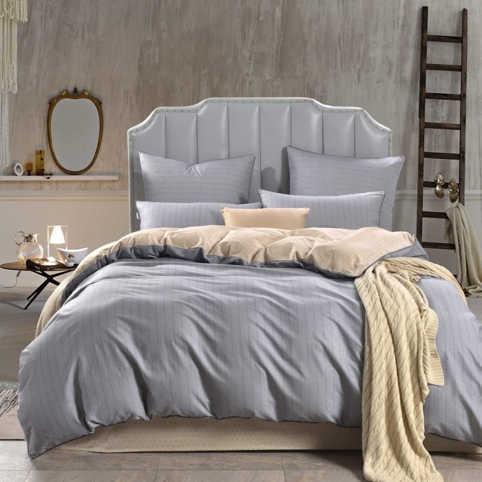 Адреан (серый) Комплект постельного белья сатин Евро 4н