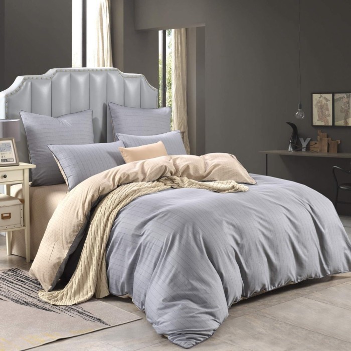 Адреан (серый) Комплект постельного белья сатин Евро 4н