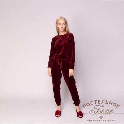 Лорен женский костюм велюровый бордовый M