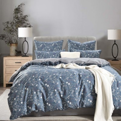 Элла (синяя) Комплект постельного белья сатин Евро 4н