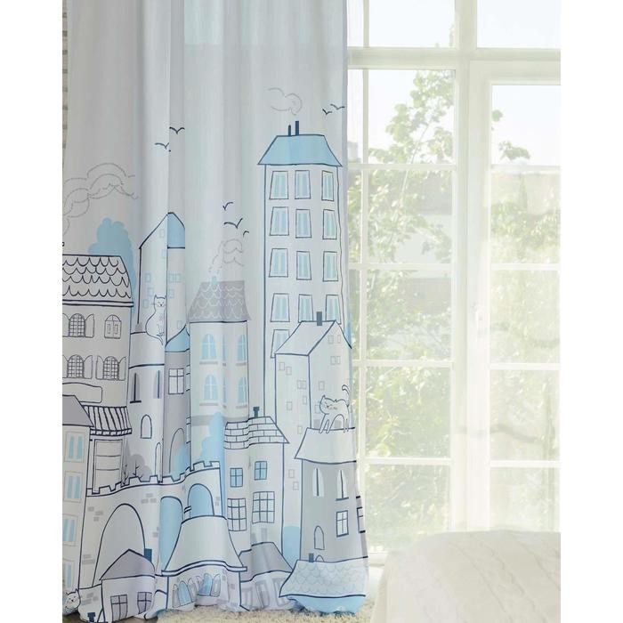 Комплект штор "Этель" Sweet home blue 145*260 см-2 шт, 100% п/э, 140 г/м2