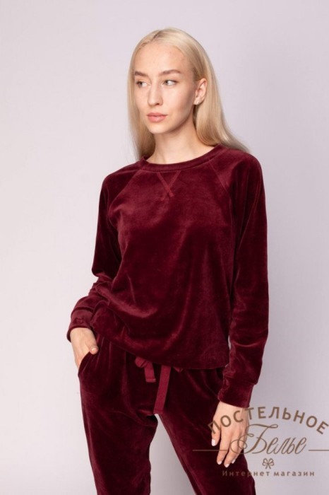 Лорен женский костюм велюровый бордовый S