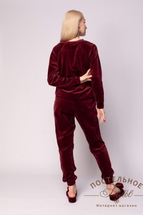 Лорен женский костюм велюровый бордовый S