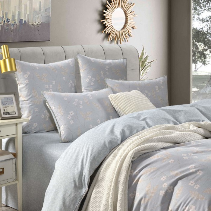 Мая (серая) Комплект постельного белья сатин Евро 4н