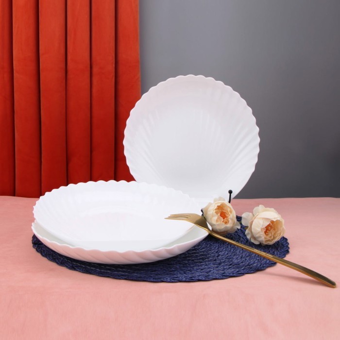 Набор глубоких тарелок Arya из опалового стекла 6 ед Shell Белый