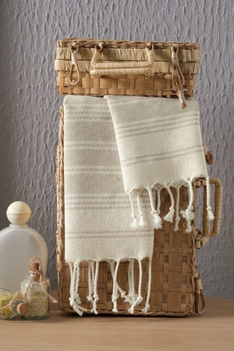 Набор полотенeц Arya с Бахромой 2 ед Diamond Экрю