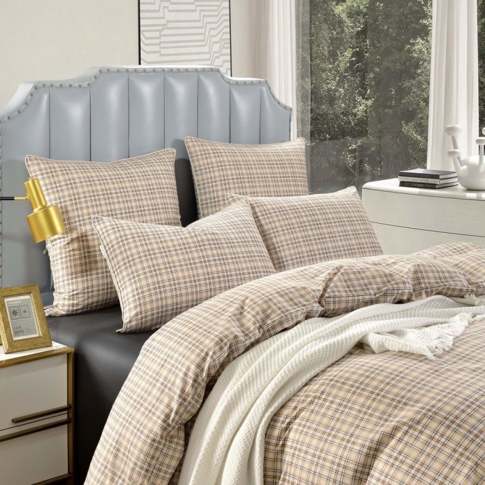 Лавр (беж) Комплект постельного белья сатин Евро 4н