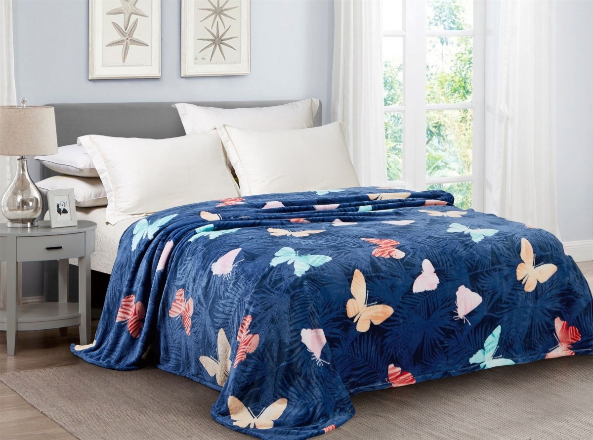 Пледы Велсофт Blue Butterflies-200х220