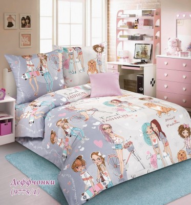 Комплект постельного белья 1.5 70х70-2шт Бязь ПА-1-Деффчонки-3