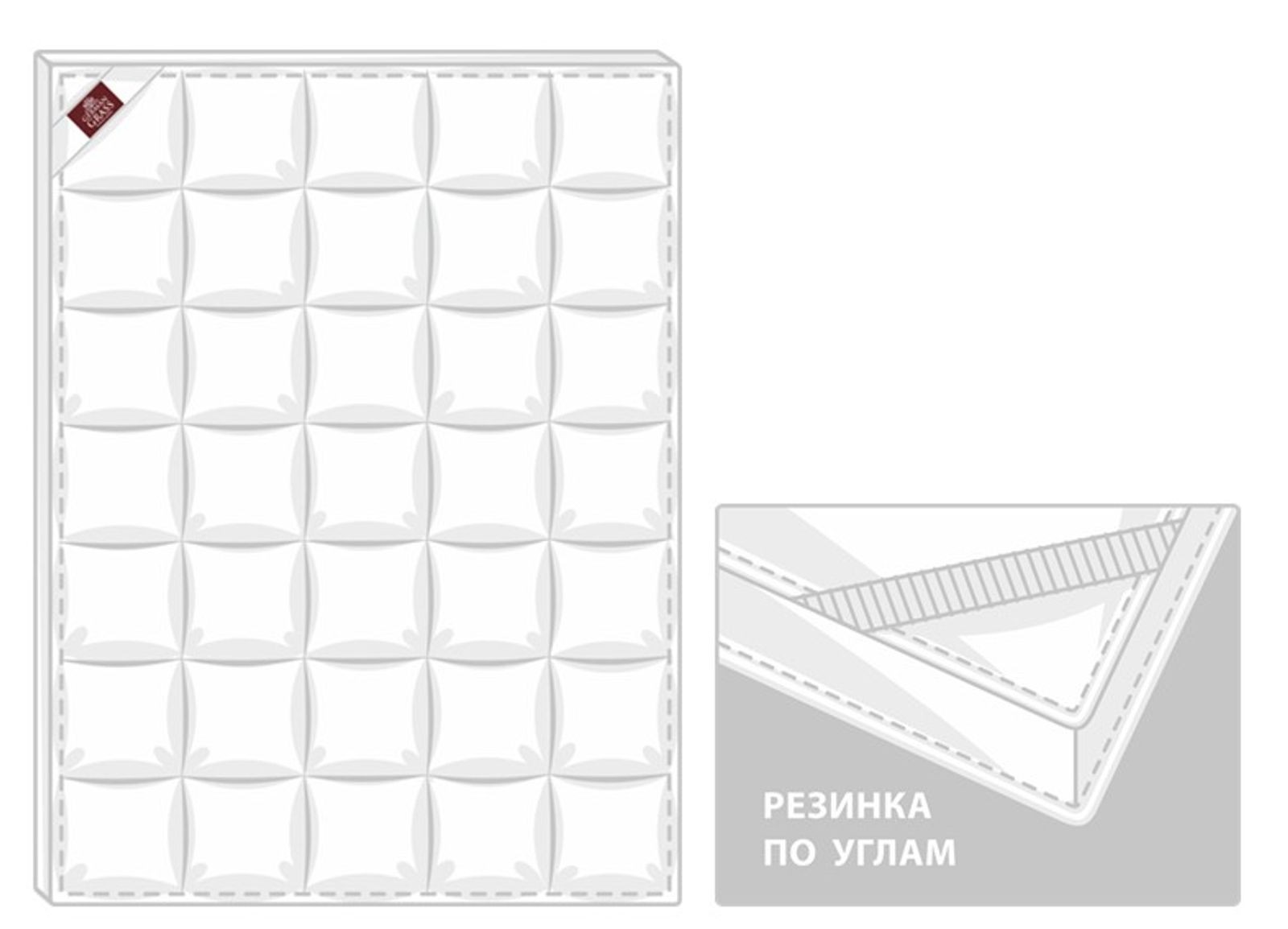Перина полупуховая DOUBLE COMFORT GRASS 90х200 с бортиком 10 см