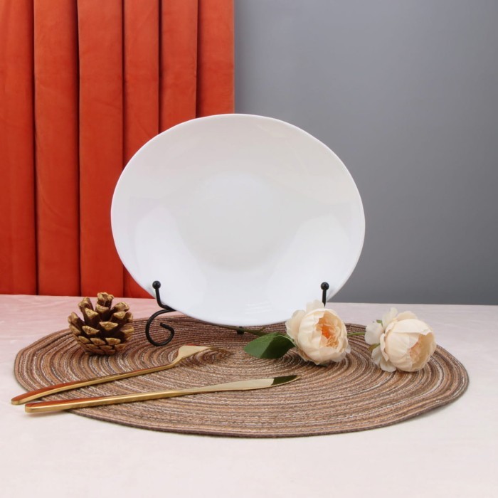 Набор обеденных тарелок Arya из опалового стекла 6 ед Ellipse 23 см Белый