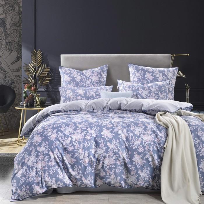 Гретель (синяя) Комплект постельного белья сатин Евро 4н