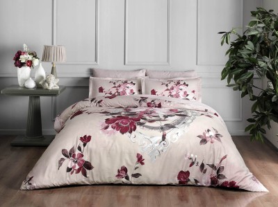 Постельное белье TAC SATIN DELUX VELLA бордовый евро