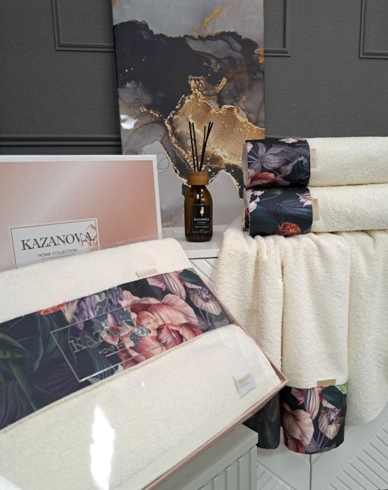 Комплект полотенец Adora Касабланка (молоко) 70х140см и 50х90см "KAZANOV.A"