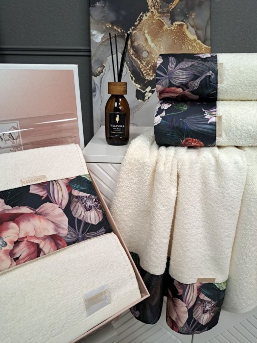 Комплект полотенец Adora Касабланка (молоко) 70х140см и 50х90см "KAZANOV.A"