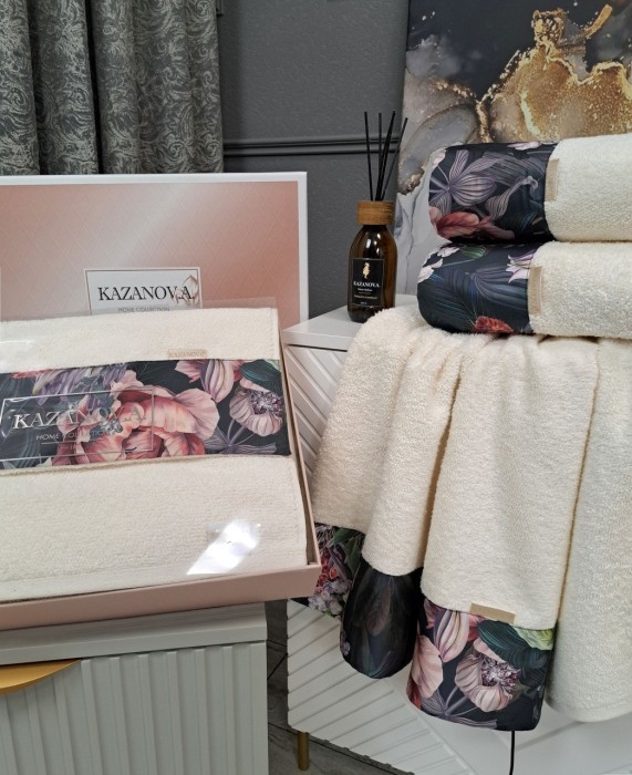 Комплект полотенец Adora Касабланка (молоко) 70х140см и 50х90см "KAZANOV.A"