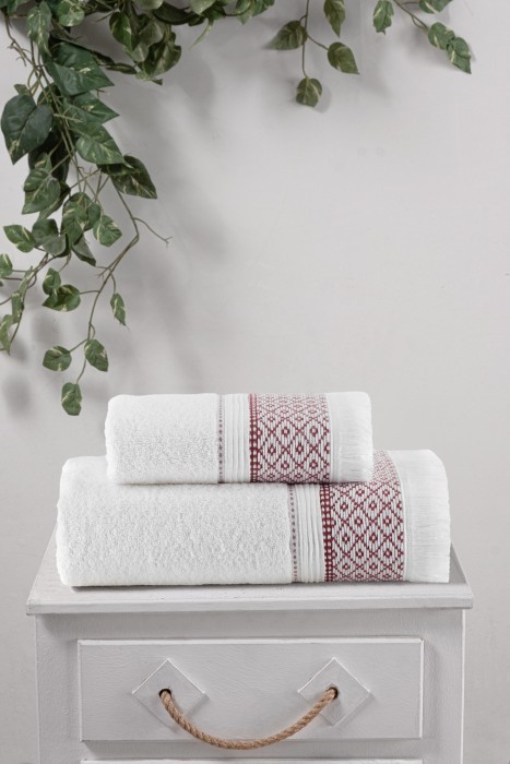 Набор полотенец TAC MAKROME 50х90 / 70х140 красный