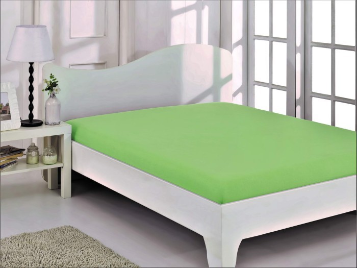 Простынь трикотажная (зеленая) 160х200+30см на резинке