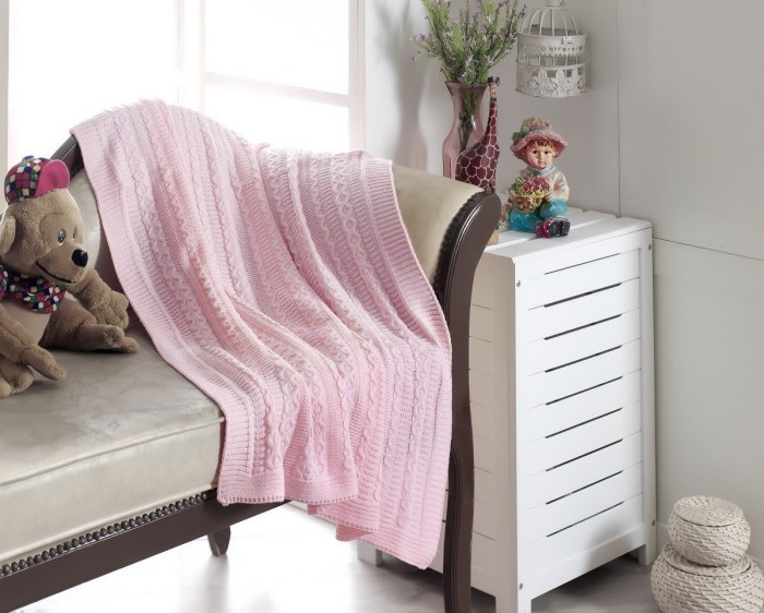 MISLI (роз) 100х150см Плед вязаный детское