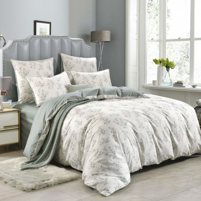 Аселия (зеленая) Комплект постельного белья сатин Евро 4н