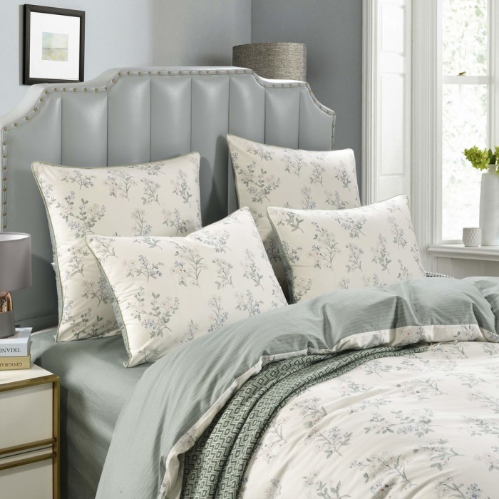 Аселия (зеленая) Комплект постельного белья сатин Евро 4н