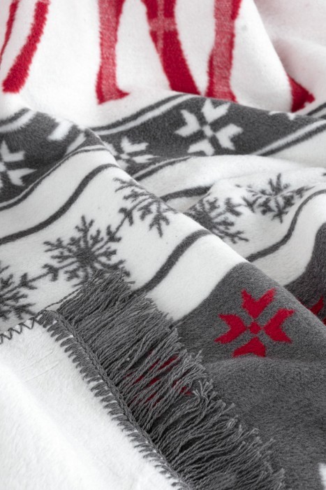 Плед Arya из Хлопка Белый, Серый