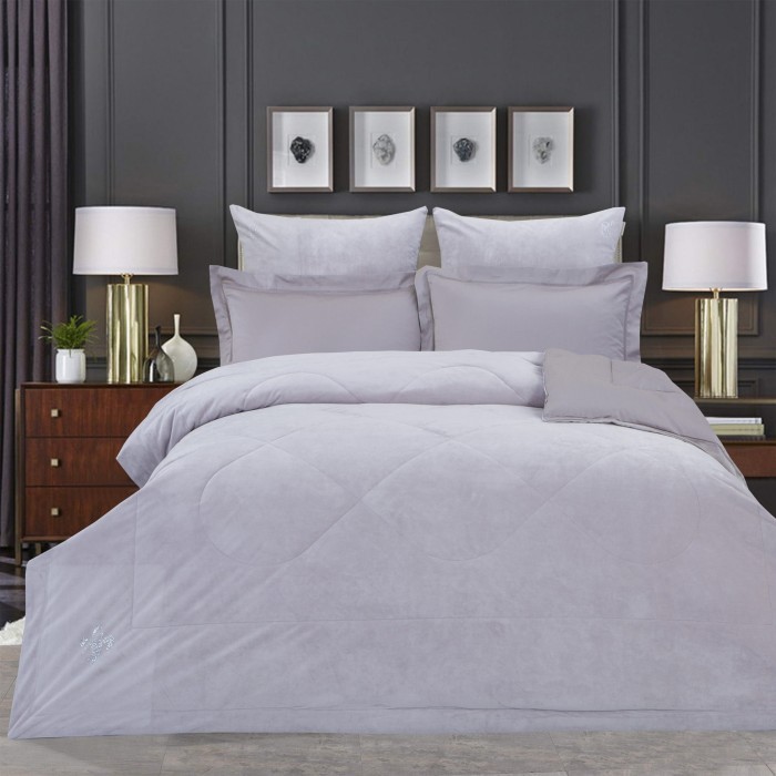 Постельный набор Lindor Premium (лаванда жемчуг) Cotton евро