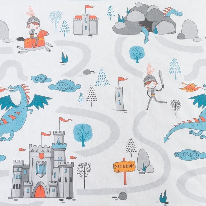 Постельное белье "Этель" 1.5 сп Храбрый рыцарь 143*215 см, 150*214 см, 50*70 см -1 шт,100% хл, бязь