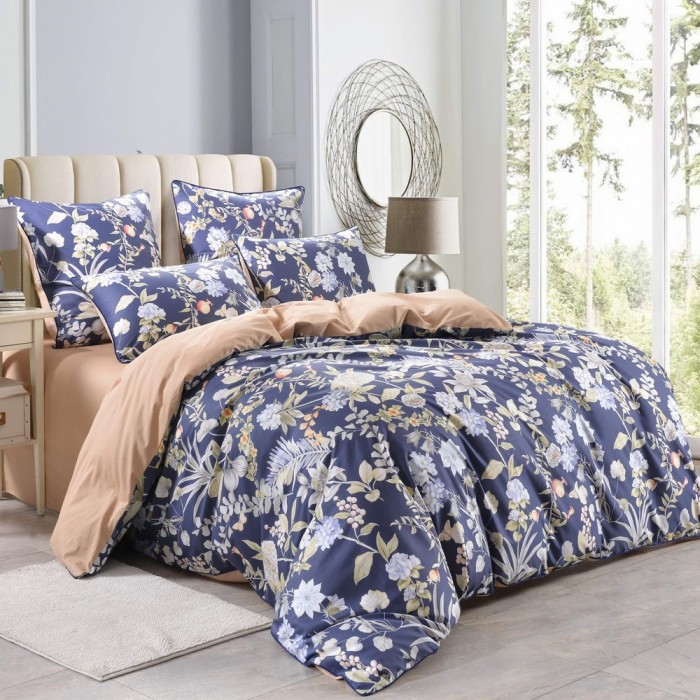 Катарина (синия) Комплект постельного белья Сатин 2х