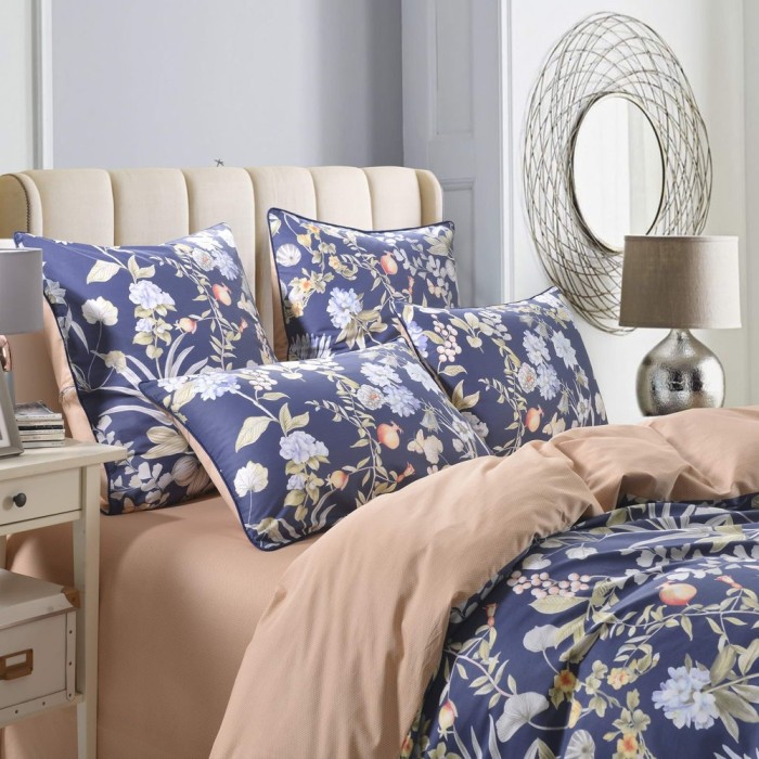 Катарина (синия) Комплект постельного белья Сатин 2х