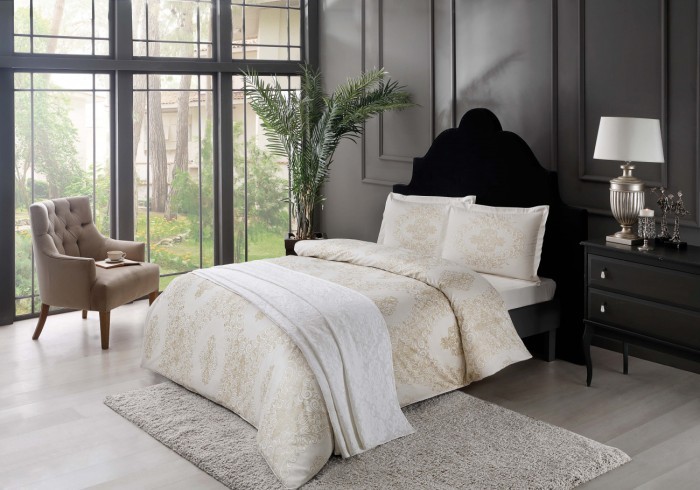 Постельное белье TAC SATEN ANGEL полуторное кремовый